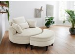 Loveseat "Ravi Sessel, B: 114 cm, Sitzhöhe: 42 cm", creme, weiß, B:114cm H:83cm T:154cm, 100% PES, ATLANTIC HOME COLLECTION, Sessel, XXL- Sessel, mit Stauraumhocker, Rückenstütze & 4 Zierkissen, Topseller