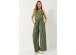 Hochgeschnittenes Crop-T-Shirt und weit geschnittene Hose Set