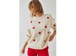 Bestickter Rundhals-Relaxed-Fit-Pullover