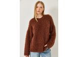 Oversized Textuurgebreide Trui met Pluche Detail