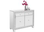 Xora Kommode, Silber, Glas, Holzwerkstoff, 1 Fächer, 2 Schublade(n) Schubladen, 100x80x40 cm, Beimöbel erhältlich, Wohnzimmer, Kommoden & Sideboards, Kommoden