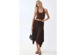 Asymmetrische Midi Rok met Drapé Detail