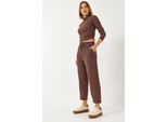 Strukturierter Rollkragen-Top-Crop-Set