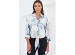 Gedrukte Crop Shirt met Pompom Detail