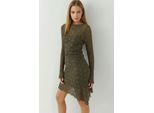 Asymmetrisches Spitzen-Minikleid mit Bootsausschnitt