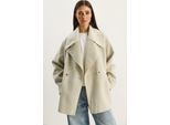 Oversized Gevoerde Jas met Grote Kraag en Knopen