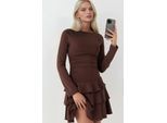 Rimpelige Crew Neck Mini Jurk