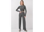 Strick-Crop-Top und weite Hosen Strickset