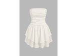Strapless Textured Ruffle Mini-jurk