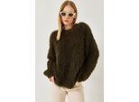 Oversized Getextureerde Breisweater met Pluchen Detail