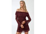 Off-Shoulder Bodycon Mini-jurk met Bloemenpatroon