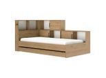 Mid.you Stauraumbett, Weiß, Eiche Artisan, Holzwerkstoff, 5 Fächer, 1 Schublade(n) Schubladen, 90x200 cm, ISO 9001, Pefc, Bettkasten, Schlafzimmer, Betten, Stauraumbetten