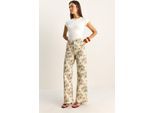 Hoge Taille Paisley Print Rechte Spijkerbroek