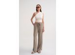 Mid Waist Rechtafstaand Katoenen Broek met Striksluiting