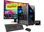 GAMEMAX Gaming-PC-Komplettsystem "GigaDeal Striker 2795 AMD Ryzen 5 9600X WAK 16GB DDR5 1TB SSD RX 9070", Energieeffizienz: G (A-G), schwarz, Microsoft Windows 11 Home (64 Bit), 16 GB RAM 1.000 GB SSD, Computer_Komplettsysteme, Windows 11, DDR5 RAM + Gigabyte GS32QCA LED-Monitor Curved, 80 cm 32"