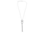 Kette mit Anhänger STEUER "Metall glanz Ringe Quaste", silber, Halsketten, Damen, 93,0cm, Metall, L: 93 B: 35mm, glänzend, B:35mm