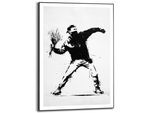 Poster REINDERS "Flower Thrower", schwarz-weiß (farbe bild(er): schwarz, weiß), B:50cm H:70cm T:1,6cm, Bilder, Poster, Teenager Zimmer - Banksy - Schwarz-Weiß - MDF - Kunst - 50x70 cm