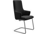Polsterstuhl STRESSLESS "Laurel", schwarz (schwarz batick, chrom matt), B:58cm H:105cm T:60cm, Leder BATICK: BATICK ist ein leicht korrigiertes, durchgefärbtes und genarbtes Möbelleder, bei dem die meisten Unebenheiten und Spuren in der Regel entfernt wurden., Stühle, Polsterstuhl, High Back mit Armlehne, Größe L, mit Beinen aus Stahl in Chrom matt