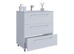 VCM 2-tlg. Waschplatz Waschtisch Waschbecken Unterschrank Breite 60 cm Badmöbel Set stehend 3 Schubladen Badinos