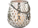 Windlicht FINK "OTIS", silber (silberfarben), H:45cm Ø:45cm, Edelstahl, Glas, Kerzenhalter, Windlicht, Laterne aus Edelstahl und Glas, Höhe ca. 45 cm