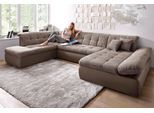 Wohnlandschaft DOMO COLLECTION "MORIC 353x216x80 cm, mit viel Platz, U-Form, auch in Cord", braun (espresso, beige, braun), B:353cm H:80cm T:216cm, Microfaser PRIMABELLE / Struktur (90% Polyester/ 10% Polyacryl);Kunstleder SOFTLUX / Struktur (90% Polyester/ 10% Polyacryl), Sofas, Wohnlandschaft, im XXL-Format, wahlweise mit Bettfunktion und Armlehnenverstellung