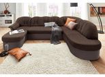 Wohnlandschaft DOMO COLLECTION "ELVA 293x180x84 cm, elegante Rückensteppung, U-Form", braun (mokka, braun), B:293cm H:84cm T:180cm, (geprägte) Luxus-Microfaser (100% Polyester);Kunstleder SOFTLUX / Struktur (100% Polyester);Microfaser PRIMABELLE (100% Polyester), Sofas, Wohnlandschaft, whlw. mit Bettfunktion und Federkern