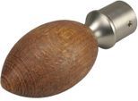 Gardinenstangen-Endstück LIEDECO "Egg" Gr. 1, braun (nussbaum), L:8cm Ø:3,4cm, Gardinenstangenendstücke, Gardinenstangen-Endstück, für Gardinenstangen Ø 16 mm
