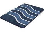 Badematte MEUSCH "Lara", blau (navy), H:20mm, Polyester, Badematten, Badematte, Wellen-Design mit flauschigen weißen Akzenten