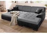 Ecksofa HOME AFFAIRE "BERGEN 267x178 cm, elegantes Design", silber (schwarz, silber), B:267cm H:83cm T:178cm, MELROSE/Struktur (100% Polyester);MELROSE (100% Polyester);Microfaser PRIMABELLE (100% Polyester), Sofas, Ecksofa, whlw. mit Bettfunktion L-Form
