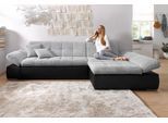 Ecksofa DOMO COLLECTION "MORIC 300x172 cm, XXL-Sofa mit viel Platz, L-Form, auch in Cord", silber, B:300cm H:80cm T:172cm, Kunstleder SOFTLUX / Struktur (90% Polyester/ 10% Polyacryl);Microfaser PRIMABELLE (100% Polyester)/ Struktur (90% Polyester/ 10% Polyacryl), Sofas, Ecksofa, wahlweise mit Bettfunktion und Armteilverstellung, schwarz-silber