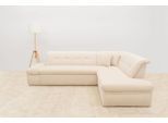 Ecksofa DOMO COLLECTION "MORIC 273x216 cm, L-Form, auch in Cord", beige (creme), B:273cm H:80cm T:216cm, 100% Polyester, Sofas, Ecksofa, wahlweise mit Bettfunktion und Armlehnenverstellung, auch in Cord