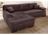 Ecksofa HOME AFFAIRE "BERGEN 267x178 cm, elegantes Design", braun (mokka), B:267cm H:83cm T:178cm, MELROSE/Struktur (100% Polyester);MELROSE (100% Polyester);Microfaser PRIMABELLE (100% Polyester), Sofas, Ecksofa, whlw. mit Bettfunktion L-Form