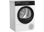 BEKO Wärmepumpentrockner "BM3T39230W", Energieeffizienz: D, weiß, B:59,8cm H:84,6cm T:60,7cm, Trockner, 9 kg & Multifunktionsdisplay – Großhaushalt, volle Kontrolle, Wärmepumpentrockner