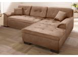 Ecksofa HOME AFFAIRE "BERGEN 267x178 cm, elegantes Design", braun (café), B:267cm H:83cm T:178cm, MELROSE/Struktur (100% Polyester);MELROSE (100% Polyester);Microfaser PRIMABELLE (100% Polyester), Sofas, Ecksofa, whlw. mit Bettfunktion L-Form