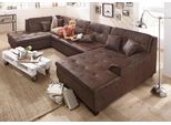 Wohnlandschaft HOME AFFAIRE "BERGEN 364x106x83 cm, elegantes Design", braun (dunkelbraun), B:364cm H:83cm T:106cm, Sofas, Wohnlandschaft, whlw. mit Bettfunktion, U-Form