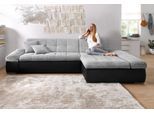 Ecksofa DOMO COLLECTION "MORIC 300x172 cm, XXL-Sofa mit viel Platz, L-Form, auch in Cord", silber, B:300cm H:80cm T:172cm, Kunstleder SOFTLUX / Struktur (90% Polyester/ 10% Polyacryl);Microfaser PRIMABELLE (100% Polyester)/ Struktur (90% Polyester/ 10% Polyacryl);Cordbezug 100% Polyester, Sofas, Ecksofa, wahlweise mit Bettfunktion und Armteilverstellung, schwarz-silber