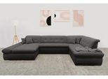 Wohnlandschaft DOMO COLLECTION "MORIC 353x216x80 cm, mit viel Platz, U-Form, auch in Cord", grau, B:353cm H:80cm T:216cm, 100% Polyester, Sofas, Wohnlandschaft, im XXL-Format, wahlweise mit Bettfunktion und Armlehnenverstellung