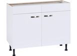Spülenschrank KOCHSTATION "KS-Cara", weiß (weiß, weiß), B:100cm H:87cm T:58,4cm, Schränke, Spülenschrank, Breite 100 cm