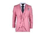 Heren 3-delig Roze Tailored Fit Feestpak Race Day