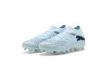 Fußballschuh PUMA "FUTURE 9 MATCH FGAG", Damen, Gr. 44, icy blau, blau jewel, Synthetik, Schuhe Fußballschuh, für Rasen- und Kunstrasenplätze, weiches, leichtes Obermaterial