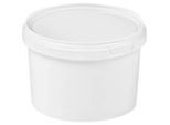 Eimer, mit Deckel & Griffen, 0,5 l, Ø 117,5 x H 81,5 mm, ISO-Norm, lebensmittelecht, temperaturbeständig, stapel- & nestbar, recycelbares PP, weiss, 10 Stück