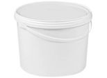 Eimer, mit Deckel & Griffen, 2,5 l, ISO-Norm, Ø 157 x H 320 mm, lebensmittelecht, temperaturbeständig, stapel- & nestbar, recycelbares PP, weiss, 10 Stück