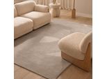 Wollteppich TED BAKER "Victoria , auch in rund", beige, B:160cm H:18mm L:230cm, Oberfläche: 100% Wolle. Rückseite: 100% Baumwolle, Teppiche, Naturteppich Wolle, Hoch-Tief-Design, Wohnzimmer, Schlafzimmer
