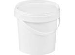 Eimer, mit Deckel & Griffen, 1 l, Ø 132,5 x H 131 mm, ISO-Norm, lebensmittelecht, temperaturbeständig, stapel- & nestbar, recycelbares PP, weiss, 10 Stück