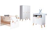 Babymöbel-Set TRENDTEAM "Mats", weiß melamin, eiche sägerau, ohne Matratze, B/H: 70cm x 140cm, Schlafzimmermöbel-Sets