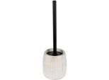 WC-Garnitur WENKO "Pascoli", schwarz, H:38cm L:12cm, Edelstahl, Keramik, Kunststoff, Reinigungsbürsten, Toilettenbürste mit Abdeckung, Behälter aus Keramik mit Goldakzenten