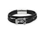 Armband BRUNO BANANI "Schmuck Geschenk Armband", edelstahlfarben, schwarz, Armbänder, Damen, 21,5cm, Edelstahl Lederimitat, Edelstahl, Lederimitat, Armband