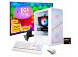 GAMEMAX Gaming-PC-Komplettsystem "MegaDeal AERIS MW 2797 AMD Ryzen 5 5500 16GB 480GB SSD RTX 5060", Energieeffizienz: E, weiß, Microsoft Windows 11 Home (64 Bit), 16 GB RAM 480 GB SSD, Computer_Komplettsysteme, Windows 11 + MSI MAG 32C6X Curved Monitor 80cm (32"), Gaming-PC-Komplettsystem