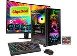 GAMEMAX Gaming-PC-Komplettsystem "GigaDeal Striker 2788 AMD Ryzen 5 7500F 16GB DDR5 1TB SSD RTX 5060Ti", Energieeffizienz: G, schwarz, Microsoft Windows 11 Home (64 Bit), 16 GB RAM 1.000 GB SSD, Computer_Komplettsysteme, Windows 11, DDR5 RAM + Gigabyte GS32QCA LED-Monitor Curved, 80 cm 32", Gaming-PC-Komplettsystem