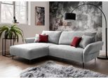 Ecksofa HOME AFFAIRE "Lazio modern und bequem, schmale Armlehnen, tolle Detailverarbeitung", silber, B:286cm H:96cm T:178cm, 100% Polyester, Sofas, Ecksofa, inklusive Armlehnenverstellfunktion, 4x Zierkissen gratis